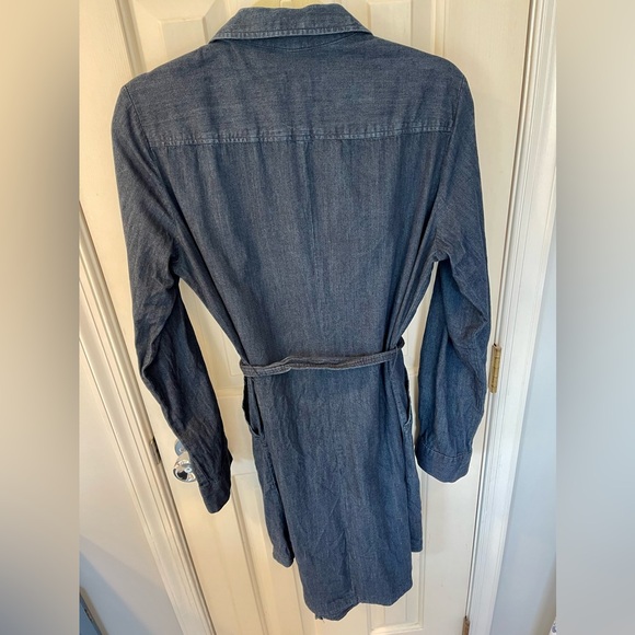Jean denim women’s dress with tie waist size large lg - Picture 3 of 5